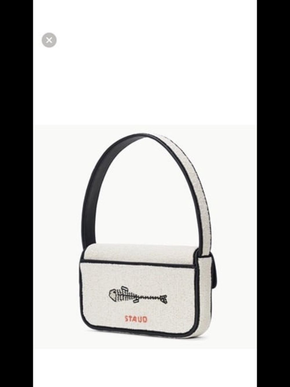 STAUD BEADED TOMMY BAG STAUDINES BLACK WHITE NWOT Limited Collection - Picture 4 of 8